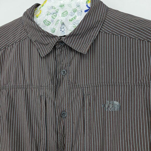 North Face Shirt Mens 2XL Striped Button Up Lightweight Nylon Hiking Outdoor - Picture 2 of 12